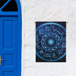 Blue Light Zodiac Circle Print Garden Flag