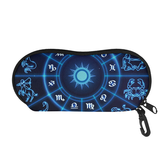 Blue Light Zodiac Circle Print Glasses Case