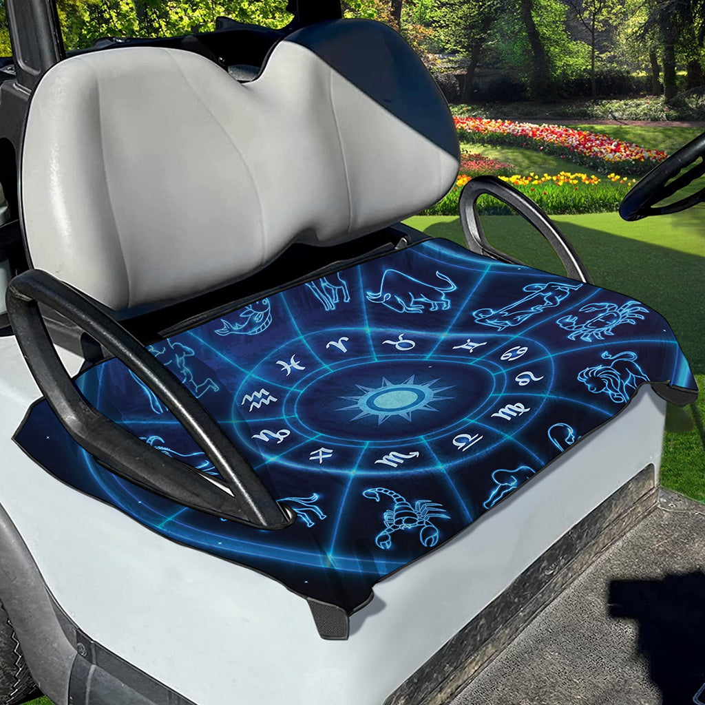 Blue Light Zodiac Circle Print Golf Cart Seat Cover