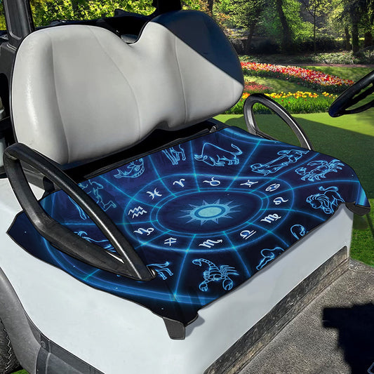 Blue Light Zodiac Circle Print Golf Cart Seat Cover