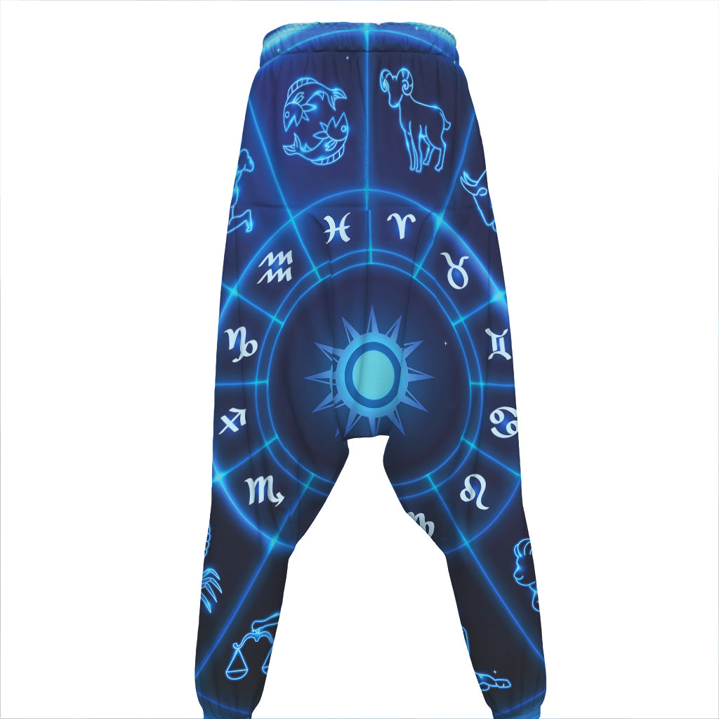 Blue Light Zodiac Circle Print Hammer Pants