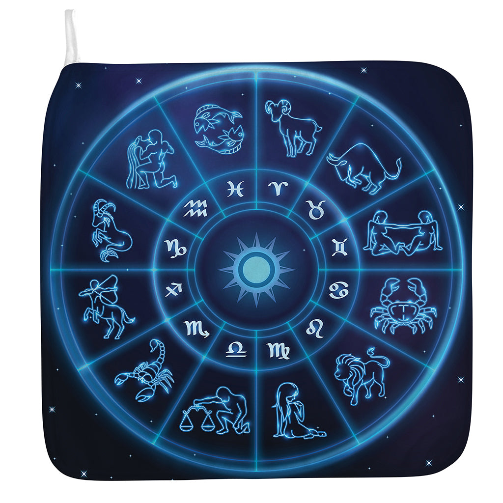 Blue Light Zodiac Circle Print Hand Towel
