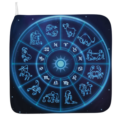 Blue Light Zodiac Circle Print Hand Towel
