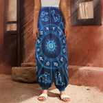 Blue Light Zodiac Circle Print Harem Pants