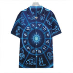 Blue Light Zodiac Circle Print Hawaiian Shirt