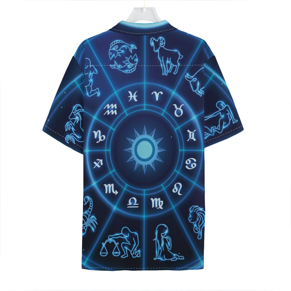 Blue Light Zodiac Circle Print Hawaiian Shirt
