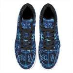 Blue Light Zodiac Circle Print High Top Leather Sneakers