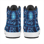 Blue Light Zodiac Circle Print High Top Leather Sneakers