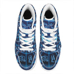 Blue Light Zodiac Circle Print High Top Leather Sneakers