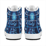 Blue Light Zodiac Circle Print High Top Leather Sneakers