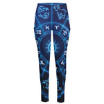 Blue Light Zodiac Circle Print High-Waisted Pocket Leggings