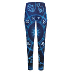 Blue Light Zodiac Circle Print High-Waisted Pocket Leggings