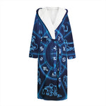 Blue Light Zodiac Circle Print Hooded Bathrobe
