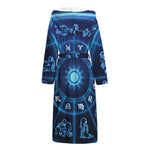 Blue Light Zodiac Circle Print Hooded Bathrobe