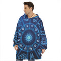 Blue Light Zodiac Circle Print Hoodie Blanket