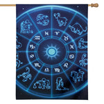 Blue Light Zodiac Circle Print House Flag