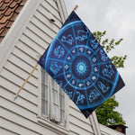 Blue Light Zodiac Circle Print House Flag