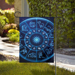 Blue Light Zodiac Circle Print House Flag