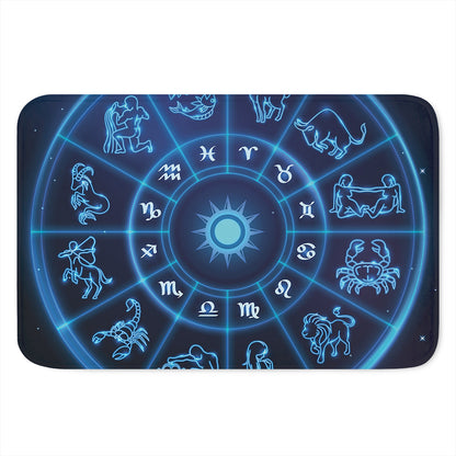 Blue Light Zodiac Circle Print Indoor Door Mat
