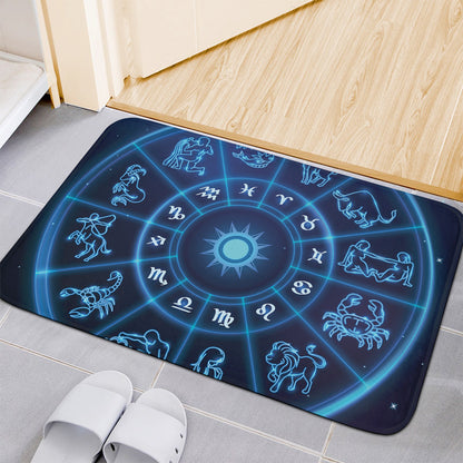 Blue Light Zodiac Circle Print Indoor Door Mat
