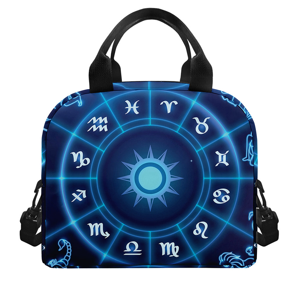 Blue Light Zodiac Circle Print Insulated Lunch Bag