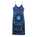 Blue Light Zodiac Circle Print Jersey Midi Cami Dress