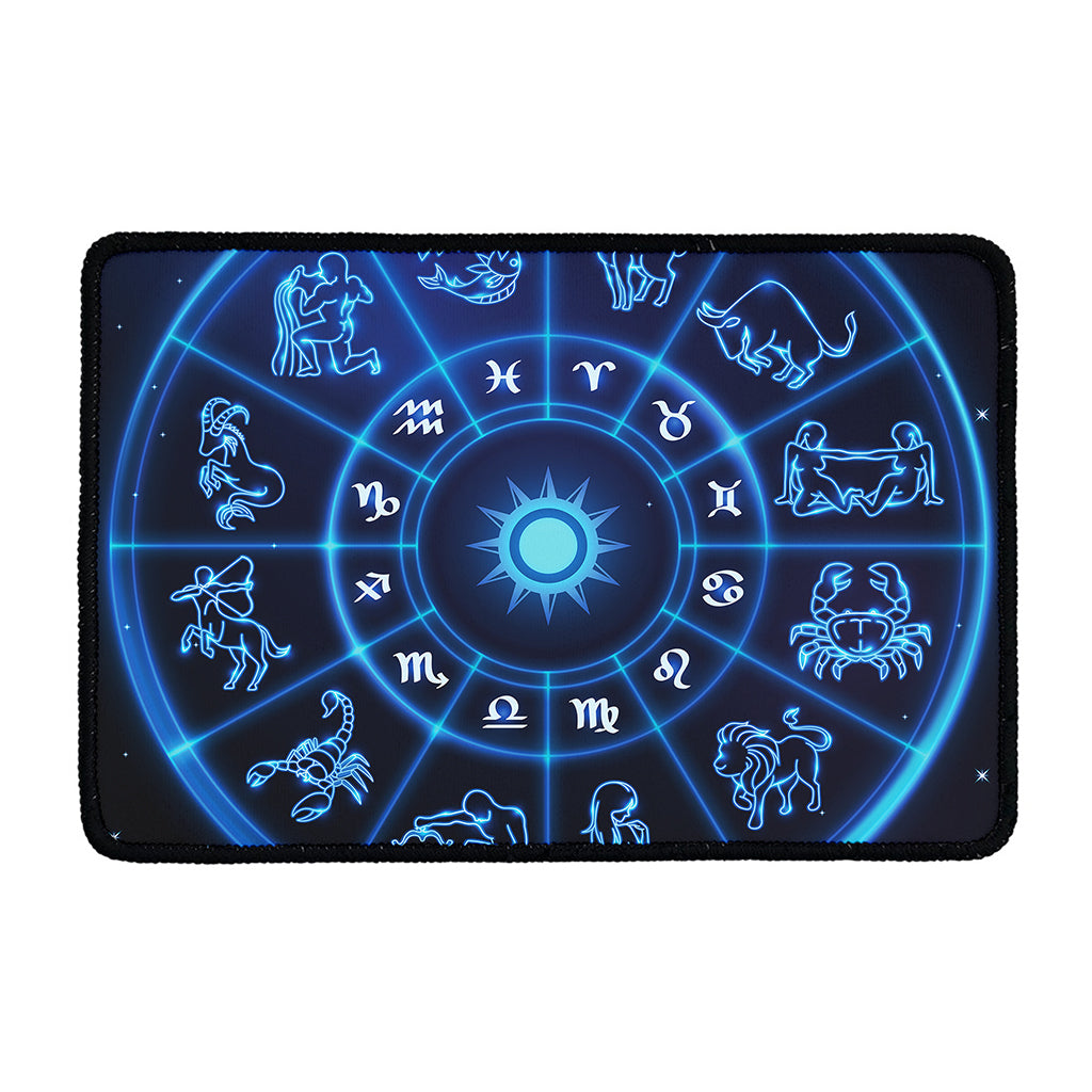 Blue Light Zodiac Circle Print Kitchen Mat