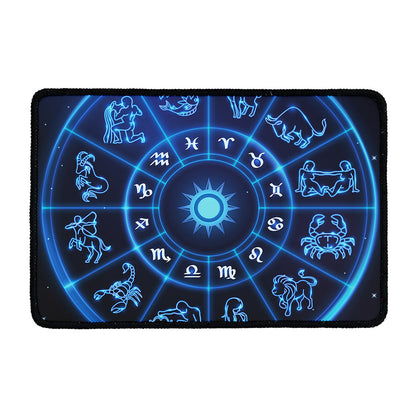 Blue Light Zodiac Circle Print Kitchen Mat