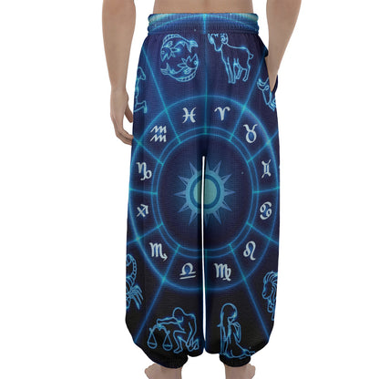 Blue Light Zodiac Circle Print Lantern Pants