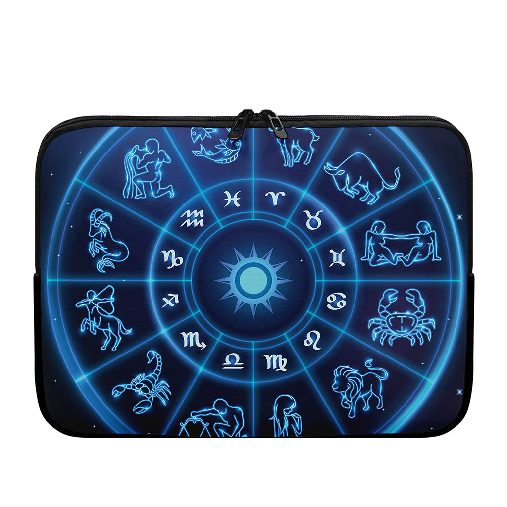 Blue Light Zodiac Circle Print Laptop Sleeve