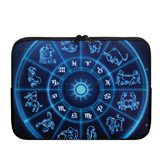 Blue Light Zodiac Circle Print Laptop Sleeve