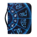 Blue Light Zodiac Circle Print Leather Bible Cover