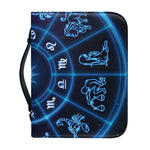 Blue Light Zodiac Circle Print Leather Bible Cover