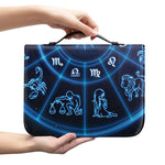 Blue Light Zodiac Circle Print Leather Bible Cover