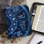 Blue Light Zodiac Circle Print Leather Bible Cover