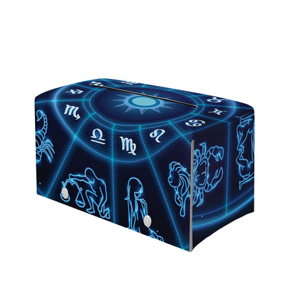 Blue Light Zodiac Circle Print Leather Tissue Box Cover