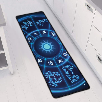 Blue Light Zodiac Circle Print Long Kitchen Mat
