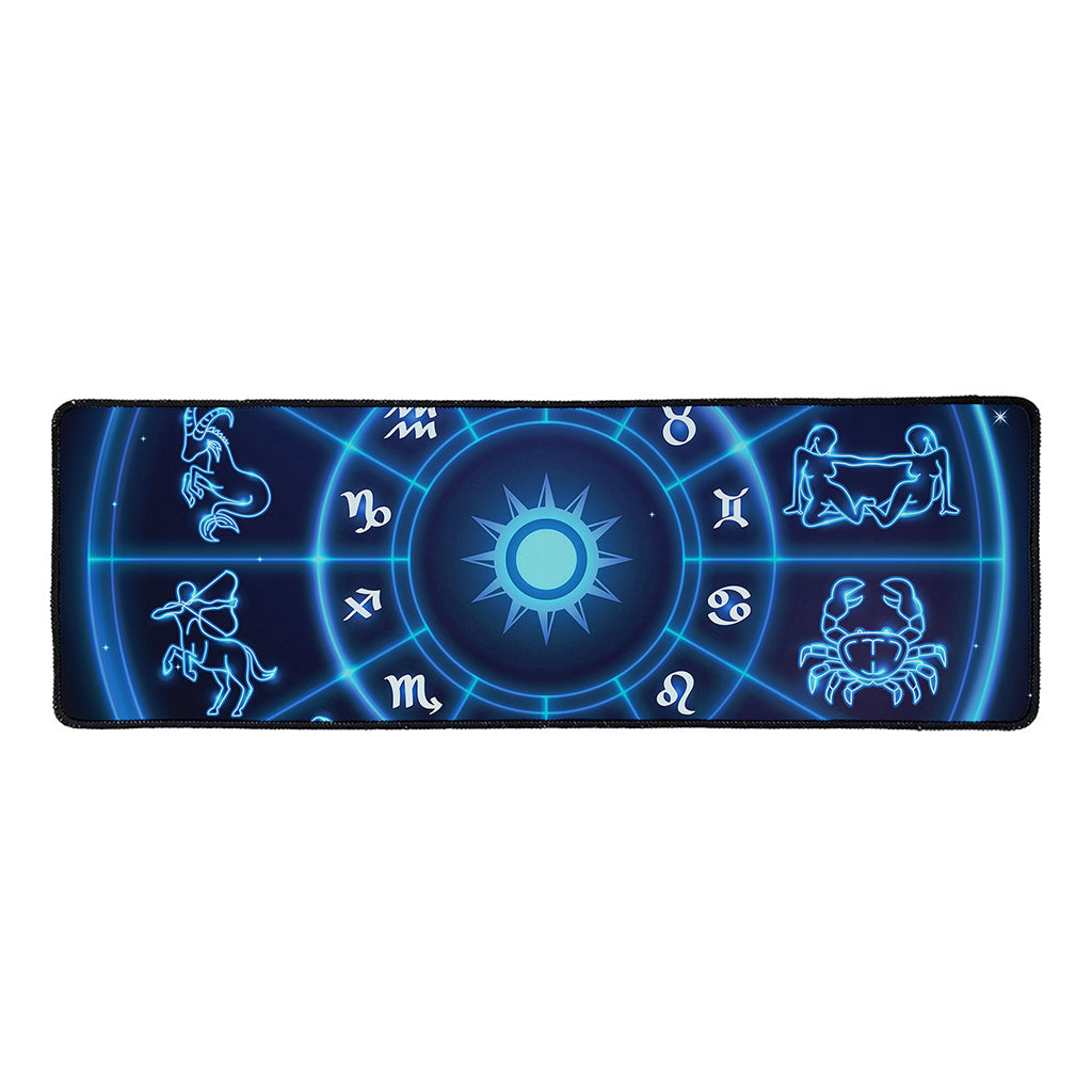 Blue Light Zodiac Circle Print Long Kitchen Mat