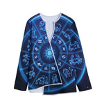 Blue Light Zodiac Circle Print Long Sleeve Short Coat