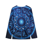 Blue Light Zodiac Circle Print Long Sleeve Short Coat