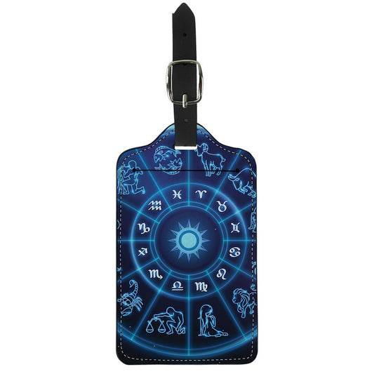 Blue Light Zodiac Circle Print Luggage Tag