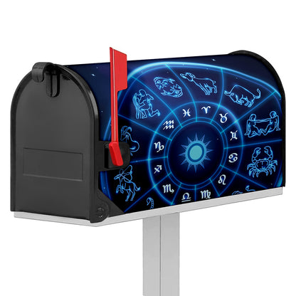 Blue Light Zodiac Circle Print Mailbox Cover