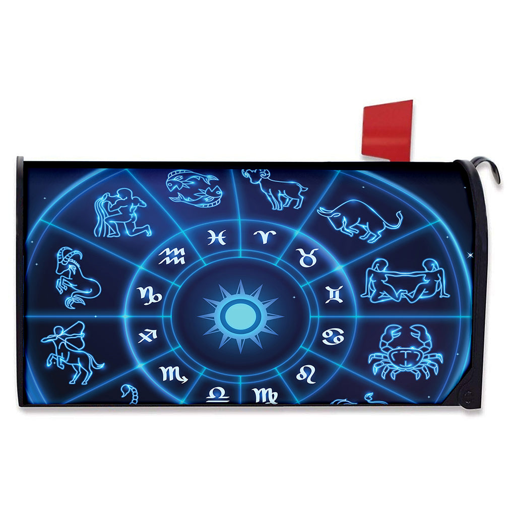 Blue Light Zodiac Circle Print Mailbox Cover