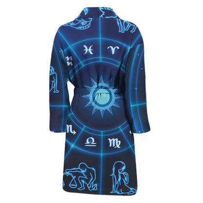 Blue Light Zodiac Circle Print Men's Bathrobe