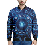 Blue Light Zodiac Circle Print Men's Bomber Jacket
