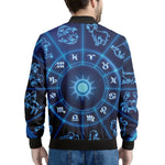 Blue Light Zodiac Circle Print Men's Bomber Jacket