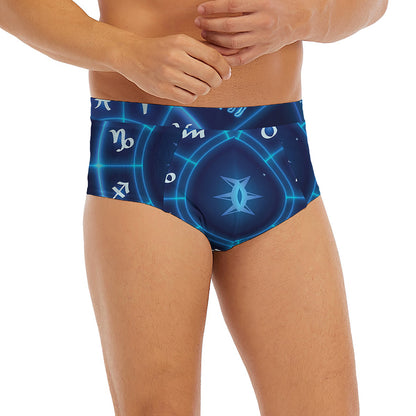 Blue Light Zodiac Circle Print Men's Briefs