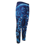 Blue Light Zodiac Circle Print Men's Compression Pants