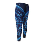 Blue Light Zodiac Circle Print Men's Compression Pants
