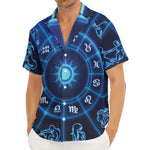 Blue Light Zodiac Circle Print Men's Deep V-Neck Shirt